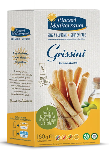 Grissini gluten-free, lactose-free and egg-free, vegan
