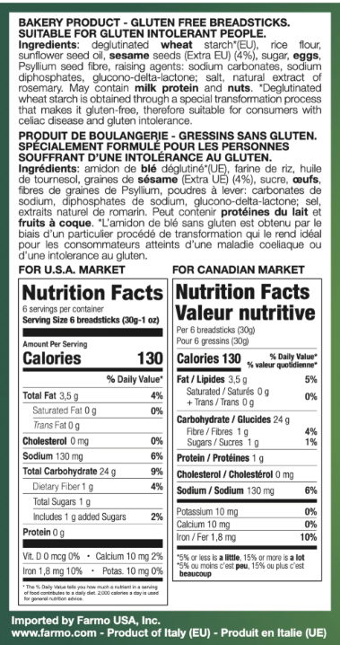 FARMO Sesame Grissini gluten-free, lactose-free