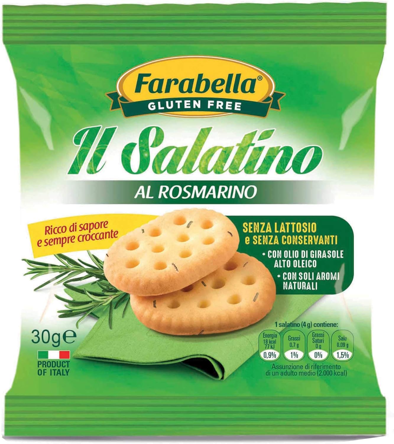 Farabella salted biscuits with rosemary lactose free, gluten-free