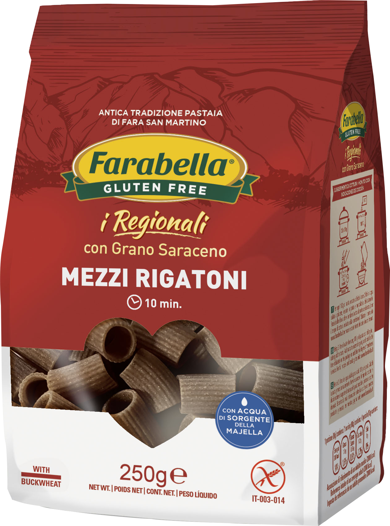Farabella mezzi rigatoni with buckwheat flour gluten-free