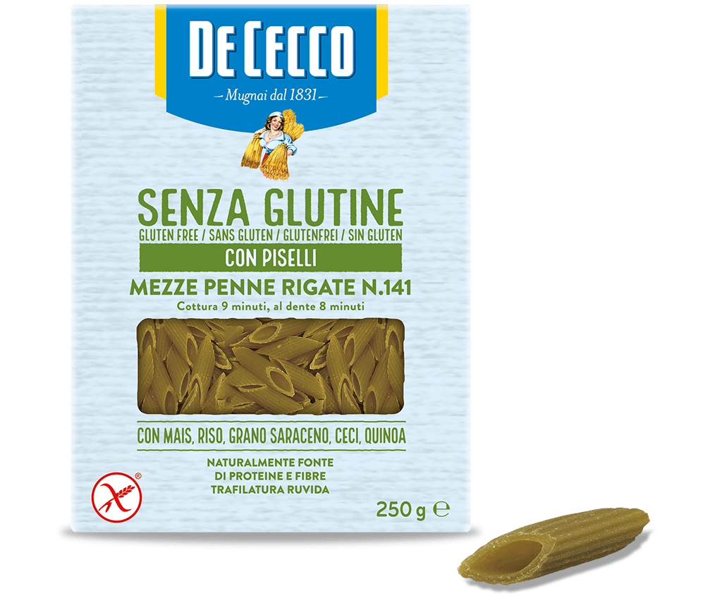 De Cecco mezze penne rigate № 141 gluten free with peas