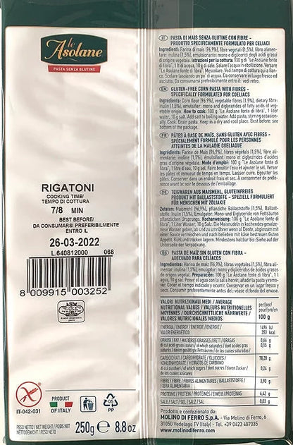 Rigatoni Mais (Corn) gluten-free