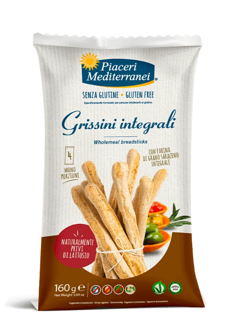 Wholemeal grissini gluten-free, lactose and egg-free